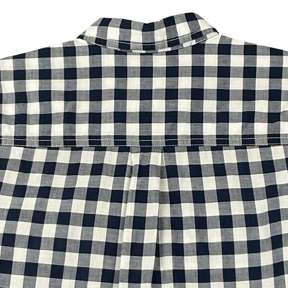J CREW Womens Shirt Gingham Signature Fit Button Up Navy Blue White Plaid XS - Picture 11 of 12
